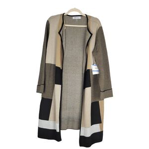 Kasper Top Women's size XL Geometric Color Blocked Open Cardigan Sweater NWT $99